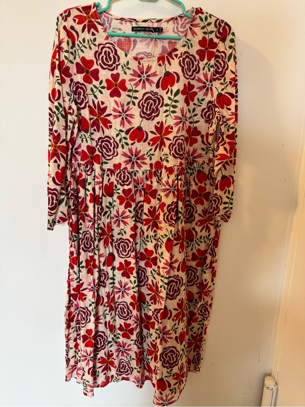 Fabulous Gudrun Sjoden Floral 100% Organic Cotton Midi Dress, size S